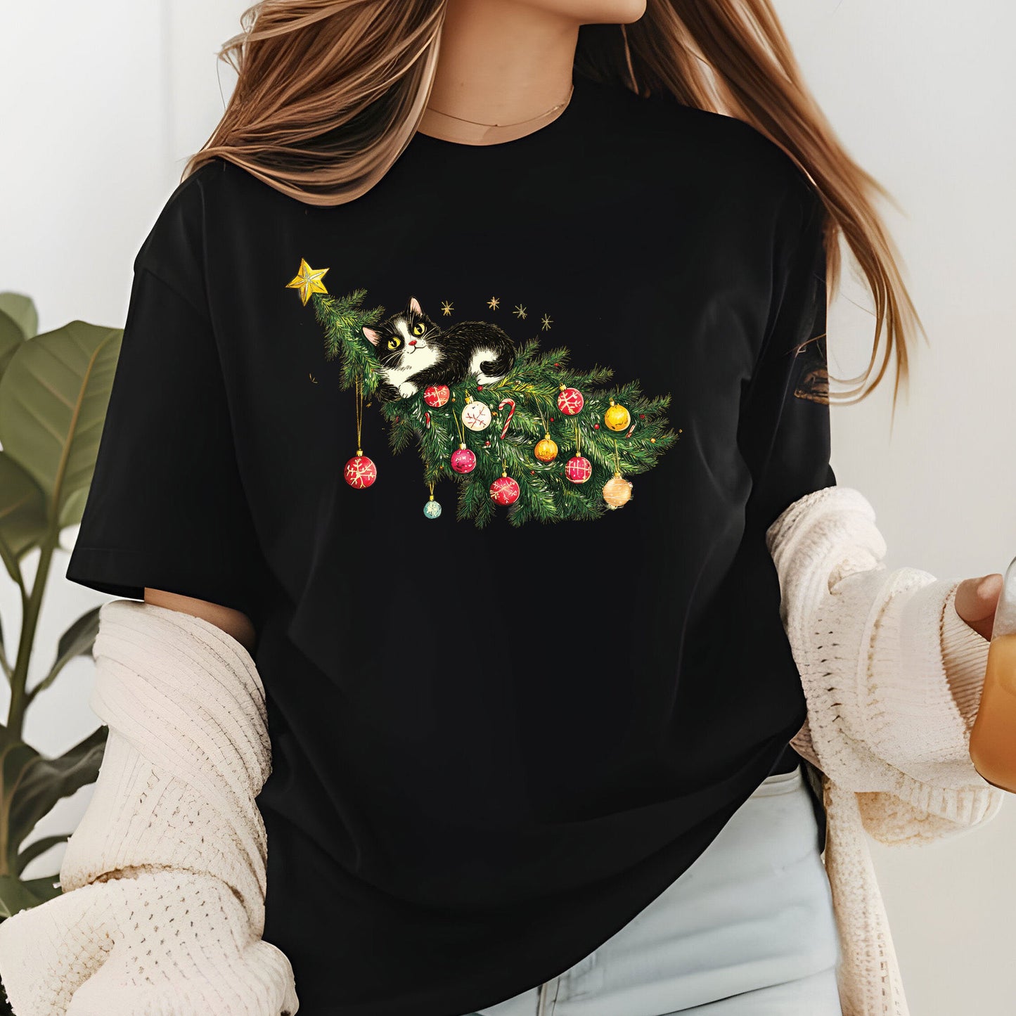 Christmas Cat Tree Sweatshirt, Christmas Cats Shirt, Meow Christmas Sweatshirt, Cat Lover Gift ,Holiday Cute Christmas Sweater