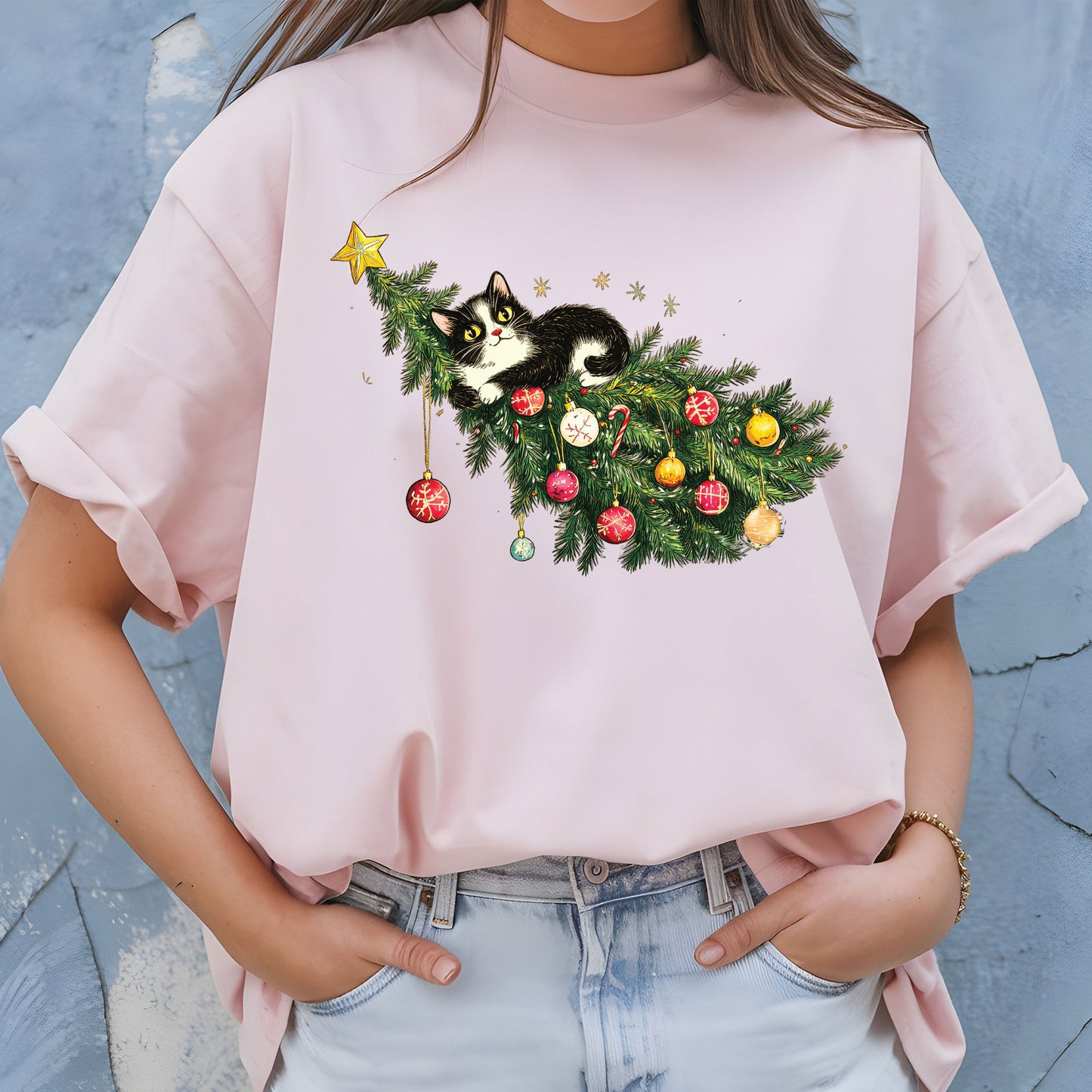 Christmas Cat Tree Sweatshirt, Christmas Cats Shirt, Meow Christmas Sweatshirt, Cat Lover Gift ,Holiday Cute Christmas Sweater