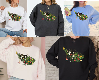 Christmas Cat Tree Sweatshirt, Christmas Cats Shirt, Meow Christmas Sweatshirt, Cat Lover Gift ,Holiday Cute Christmas Sweater