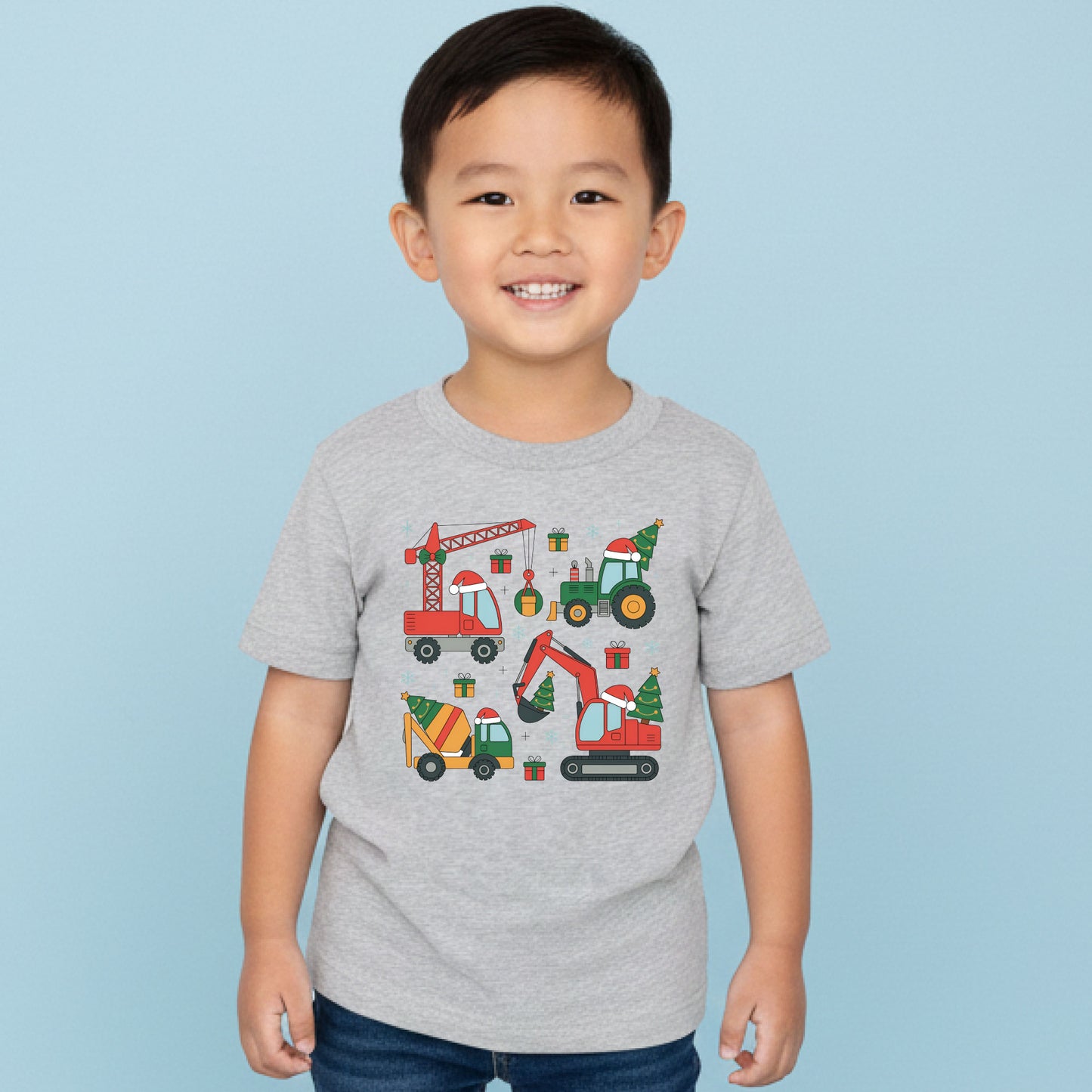 Toddler Christmas Sweatshirt Construction Trucks Holiday Shirt Boys Xmas Truck Tee Kids Christmas Gift Cute Holiday Top
