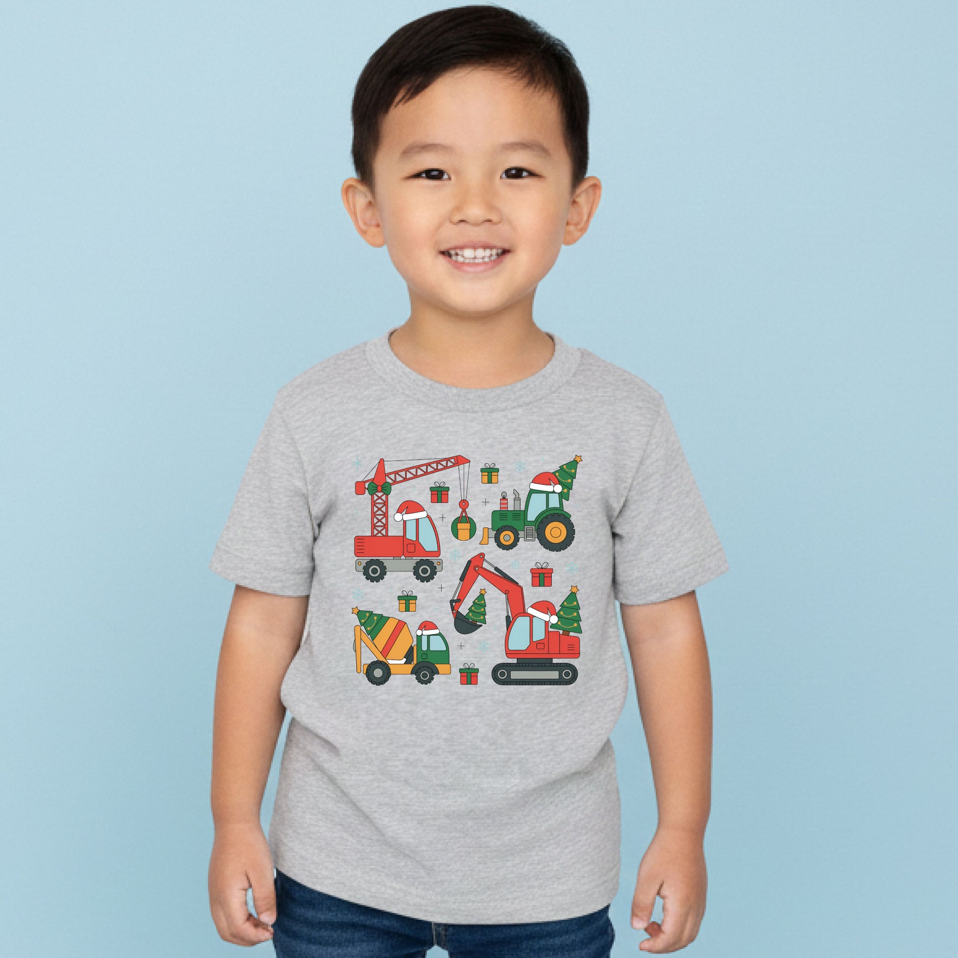 Toddler Christmas Sweatshirt Construction Trucks Holiday Shirt Boys Xmas Truck Tee Kids Christmas Gift Cute Holiday Top