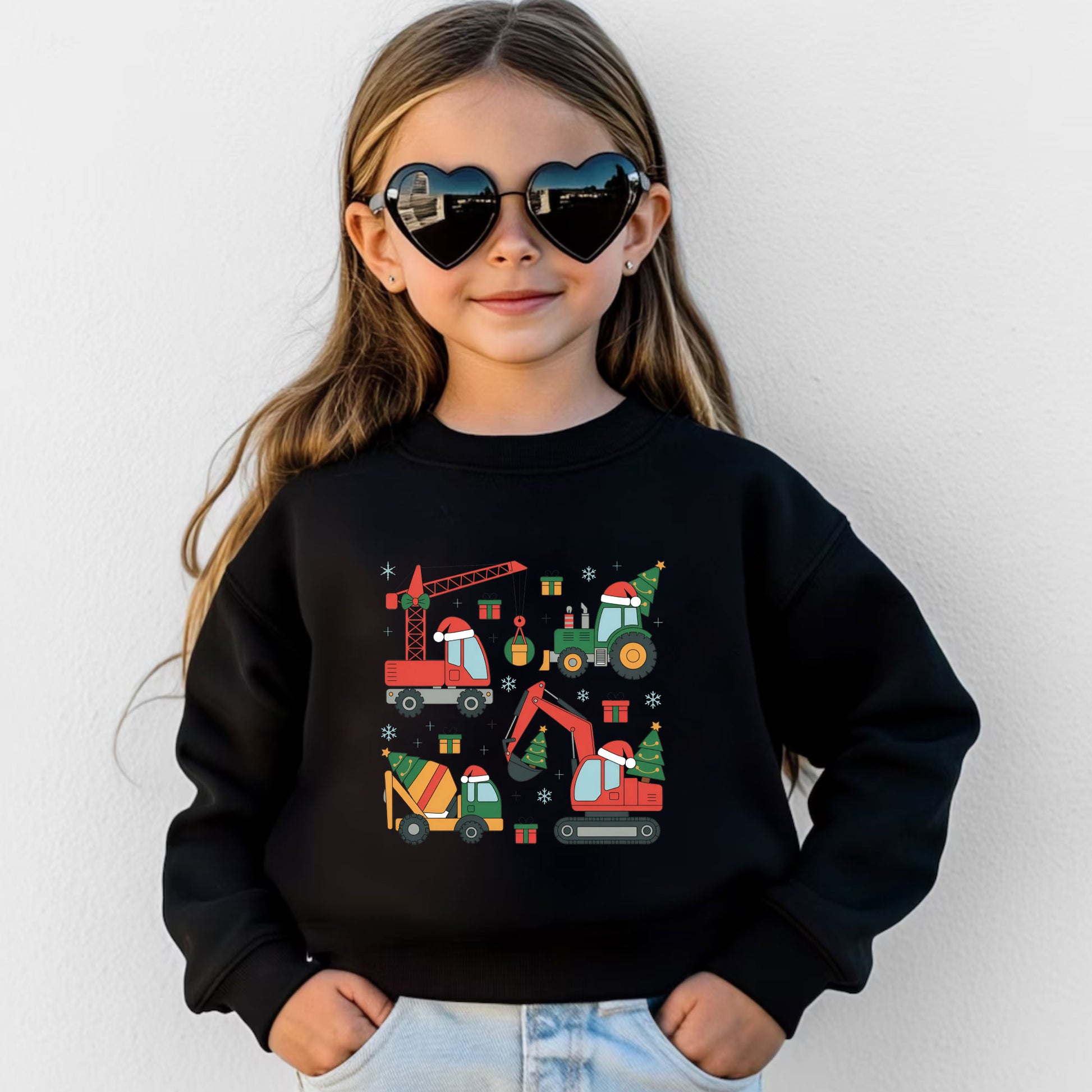 Toddler Christmas Sweatshirt Construction Trucks Holiday Shirt Boys Xmas Truck Tee Kids Christmas Gift Cute Holiday Top