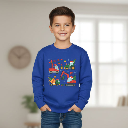 Toddler Christmas Sweatshirt Construction Trucks Holiday Shirt Boys Xmas Truck Tee Kids Christmas Gift Cute Holiday Top