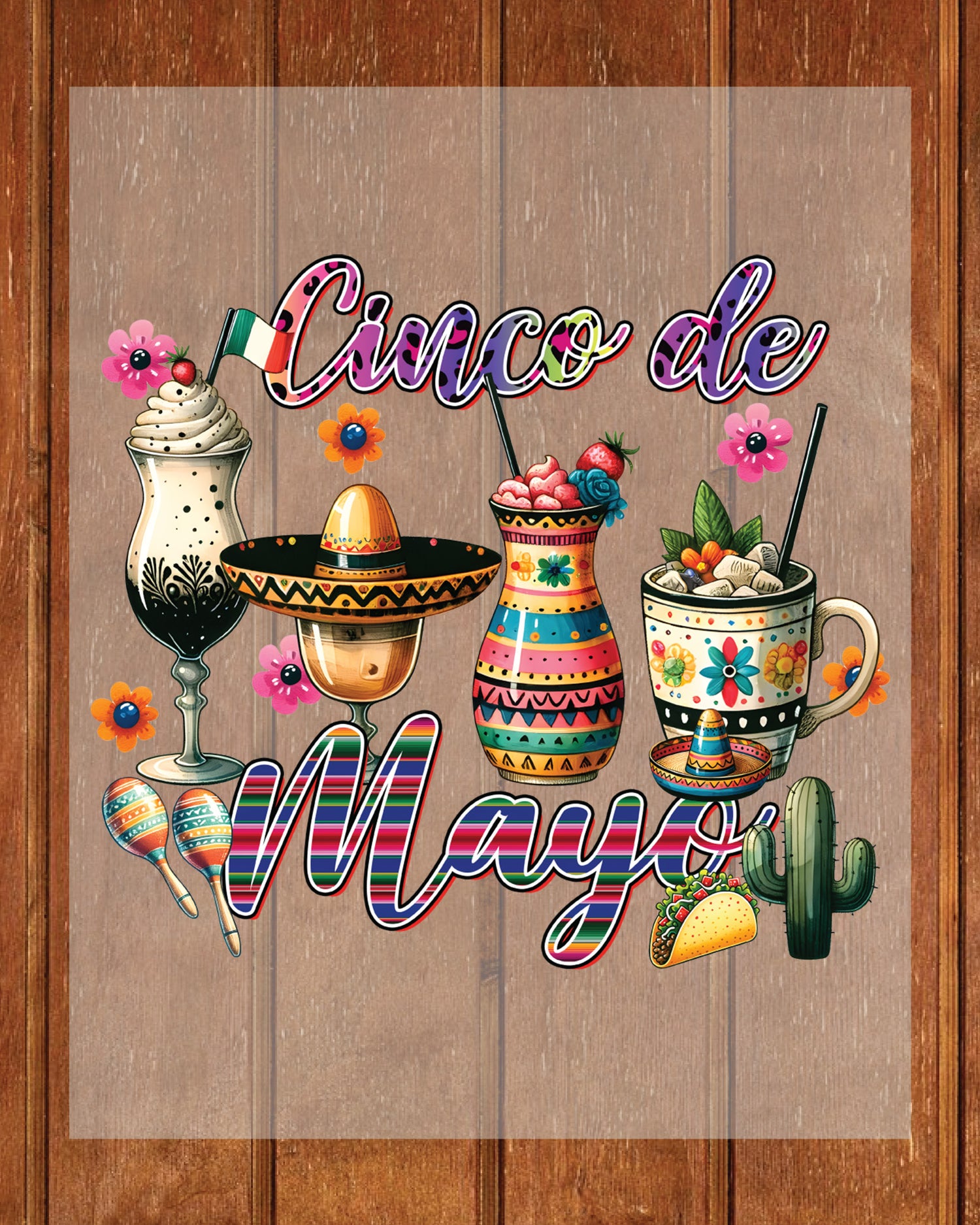 Cinco De Mayo Coffee Cups DTF Transfer