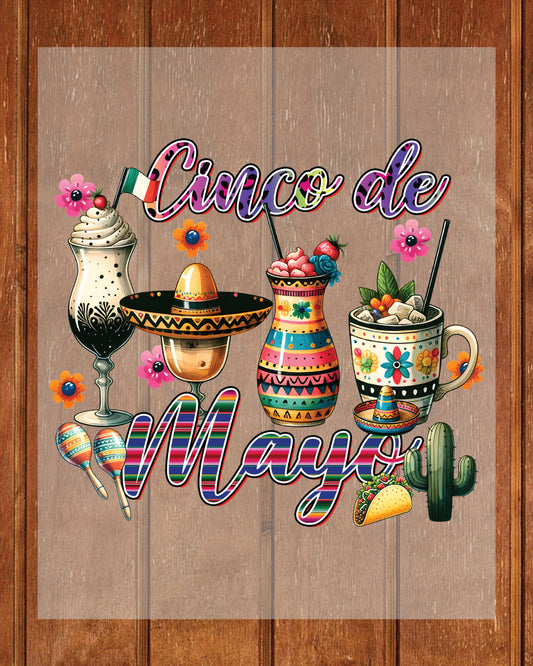 Cinco De Mayo Coffee Cups DTF Transfer