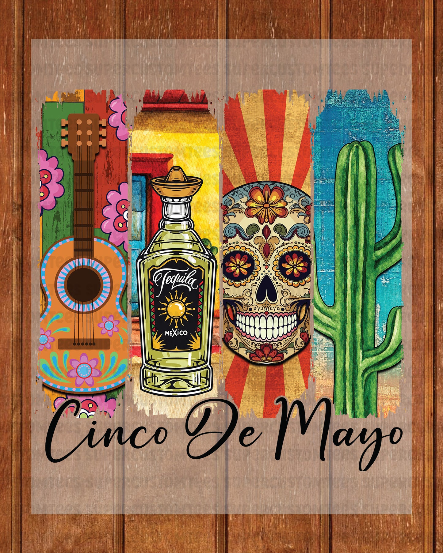 Cinco de Mayo Guitar DTF Transfer Ready to Press