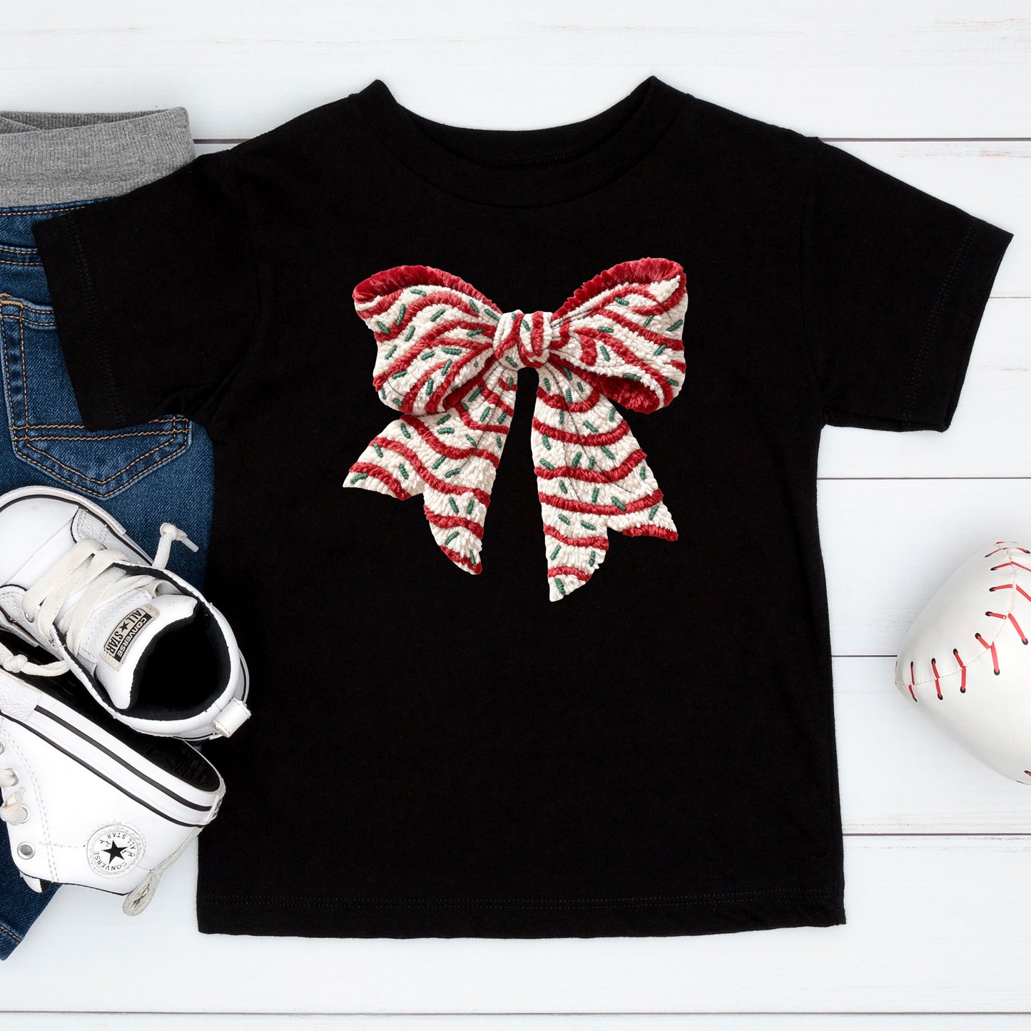 Crochet Faux Yarn Coquette Sweatshirt, Christmas Bow T Shirts, Preppy Christmas Bow Girly Gift Tees