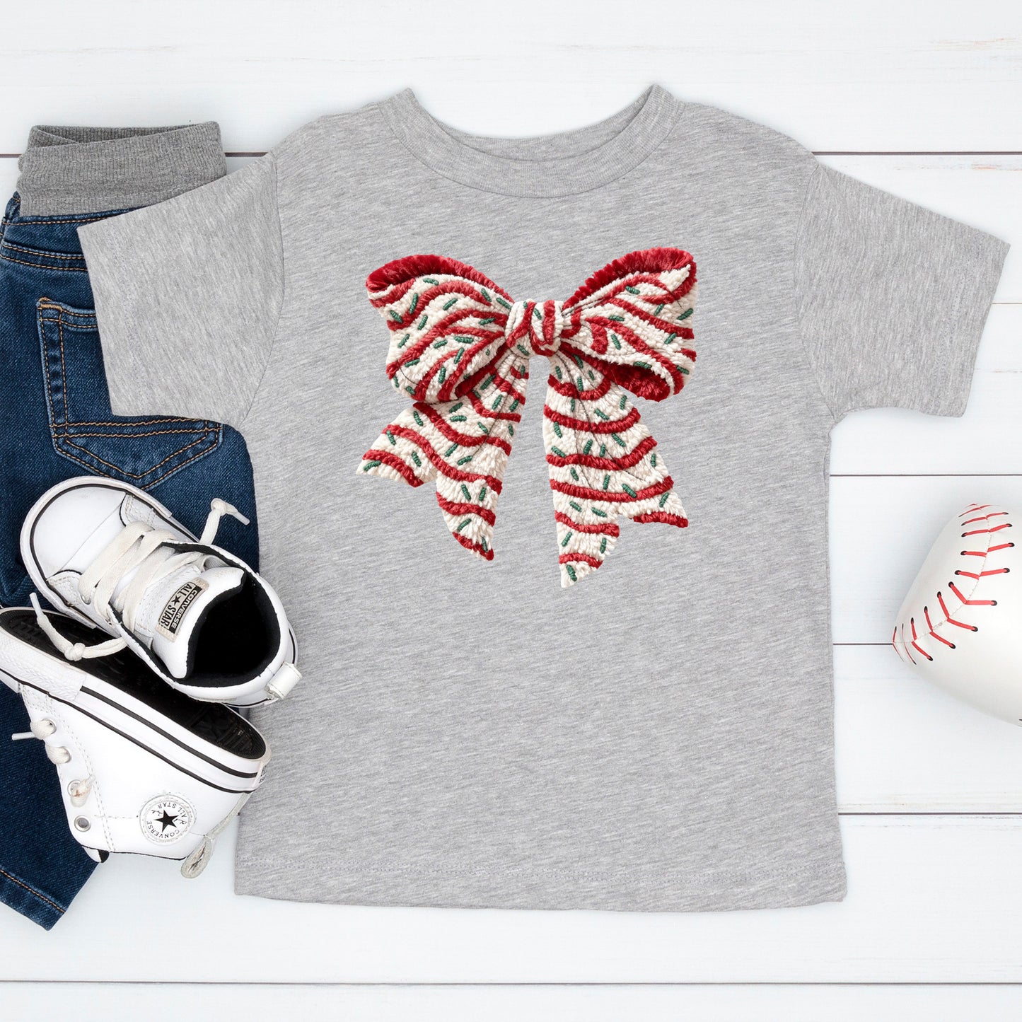 Crochet Faux Yarn Coquette Sweatshirt, Christmas Bow T Shirts, Preppy Christmas Bow Girly Gift Tees