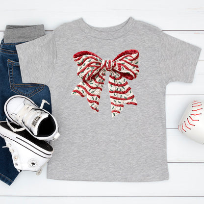 Crochet Faux Yarn Coquette Sweatshirt, Christmas Bow T Shirts, Preppy Christmas Bow Girly Gift Tees