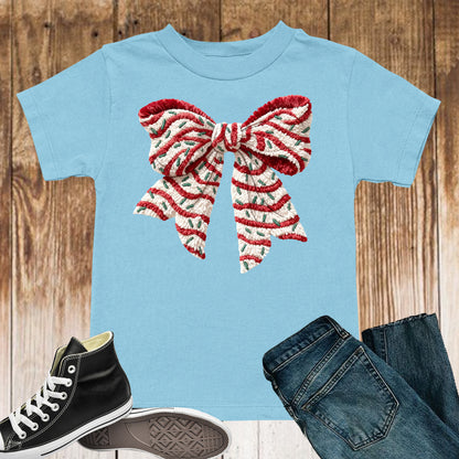 Crochet Faux Yarn Coquette Sweatshirt, Christmas Bow T Shirts, Preppy Christmas Bow Girly Gift Tees