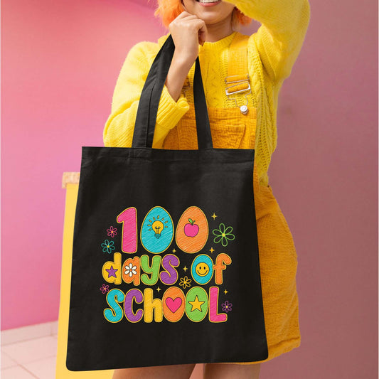 Colorful Teacher 100 Days of School DTF Transfer, Ready to Press Heat Transfer for Shirts, Fun Teacher 100 Days of School Design, UV Sticker