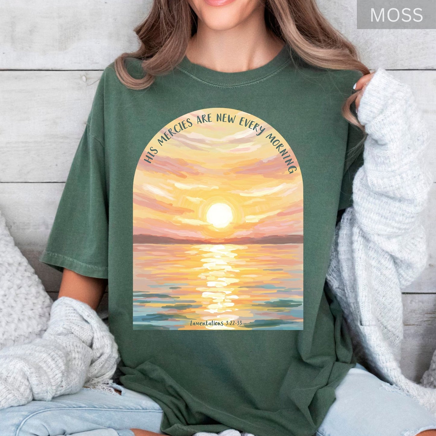 Christian Comfort Colors® Shirt His Mercies Are New Every Morning Bible Verse Religious Women Gift Tees Retro Jesus Lover Shirts