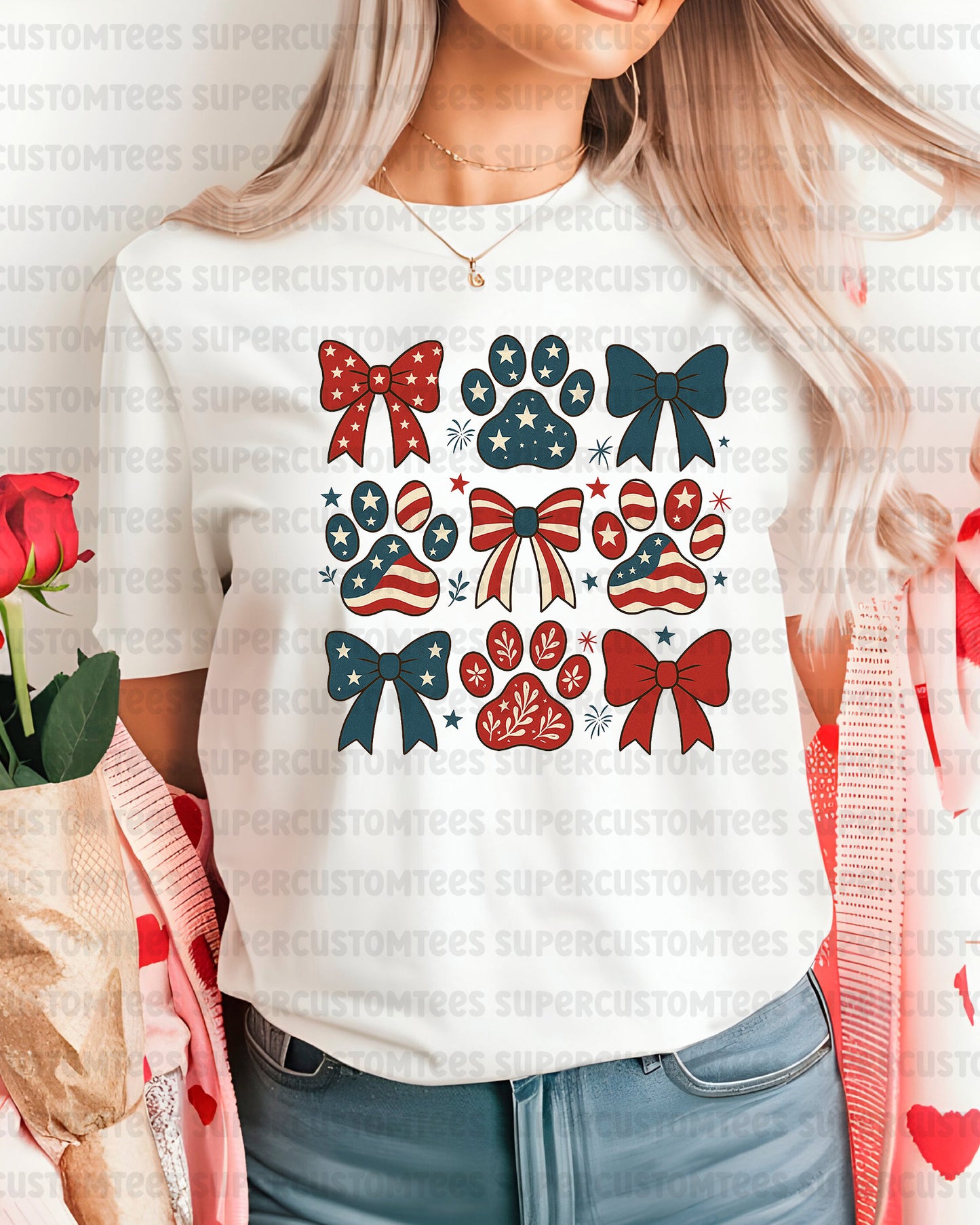 Coquette Bows Memorial Day Heat Transfer for Shirts