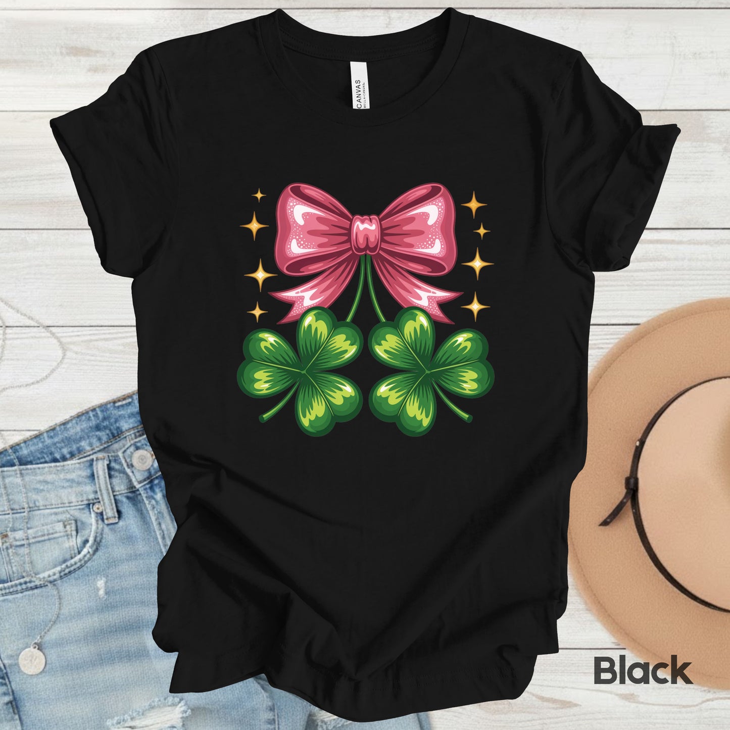 Coquette Clover Bow St Patrick’s Day Shirts Shamrock Sweatshirt Saint Patrick Party Tees Irish Green Sweater For Men Women Kids