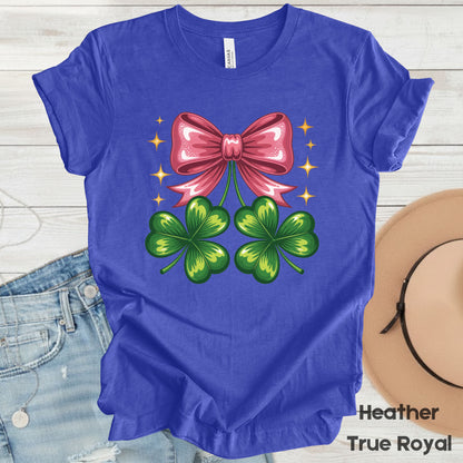 Coquette Clover Bow St Patrick’s Day Shirts Shamrock Sweatshirt Saint Patrick Party Tees Irish Green Sweater For Men Women Kids