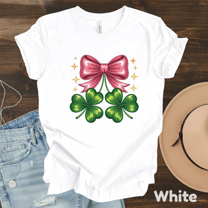 Coquette Clover Bow St Patrick’s Day Shirts Shamrock Sweatshirt Saint Patrick Party Tees Irish Green Sweater For Men Women Kids