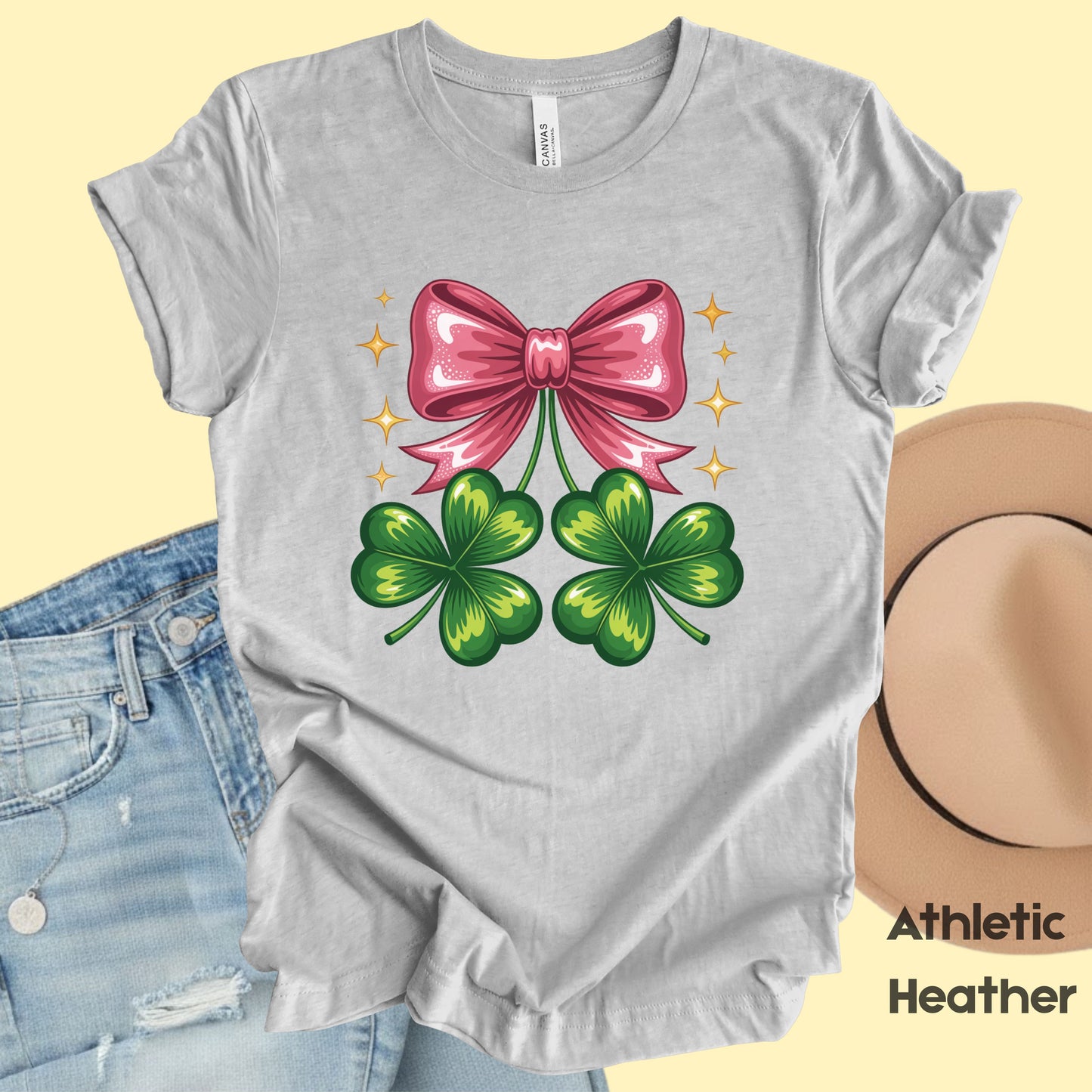 Coquette Clover Bow St Patrick’s Day Shirts Shamrock Sweatshirt Saint Patrick Party Tees Irish Green Sweater For Men Women Kids