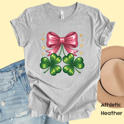 Coquette Clover Bow St Patrick’s Day Shirts Shamrock Sweatshirt Saint Patrick Party Tees Irish Green Sweater For Men Women Kids