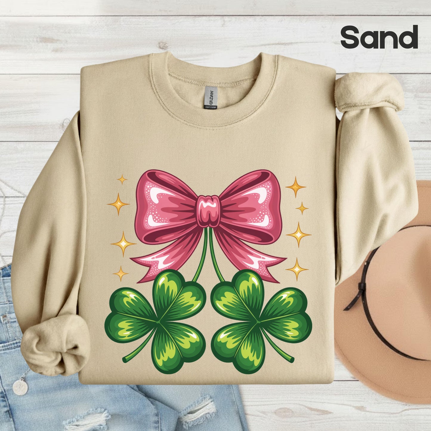 Coquette Clover Bow St Patrick’s Day Shirts Shamrock Sweatshirt Saint Patrick Party Tees Irish Green Sweater For Men Women Kids