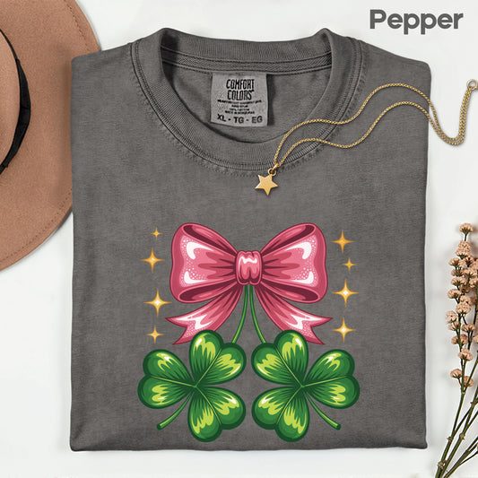 Coquette Clover Bow DTF Transfer ready to Press St Patrick’s Day Heat Transfer for Shirts Irish UV Sticker Prints Iron on Transfer