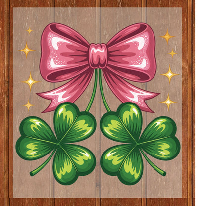 Coquette Clover Bow DTF Transfer ready to Press St Patrick’s Day Heat Transfer for Shirts Irish UV Sticker Prints Iron on Transfer