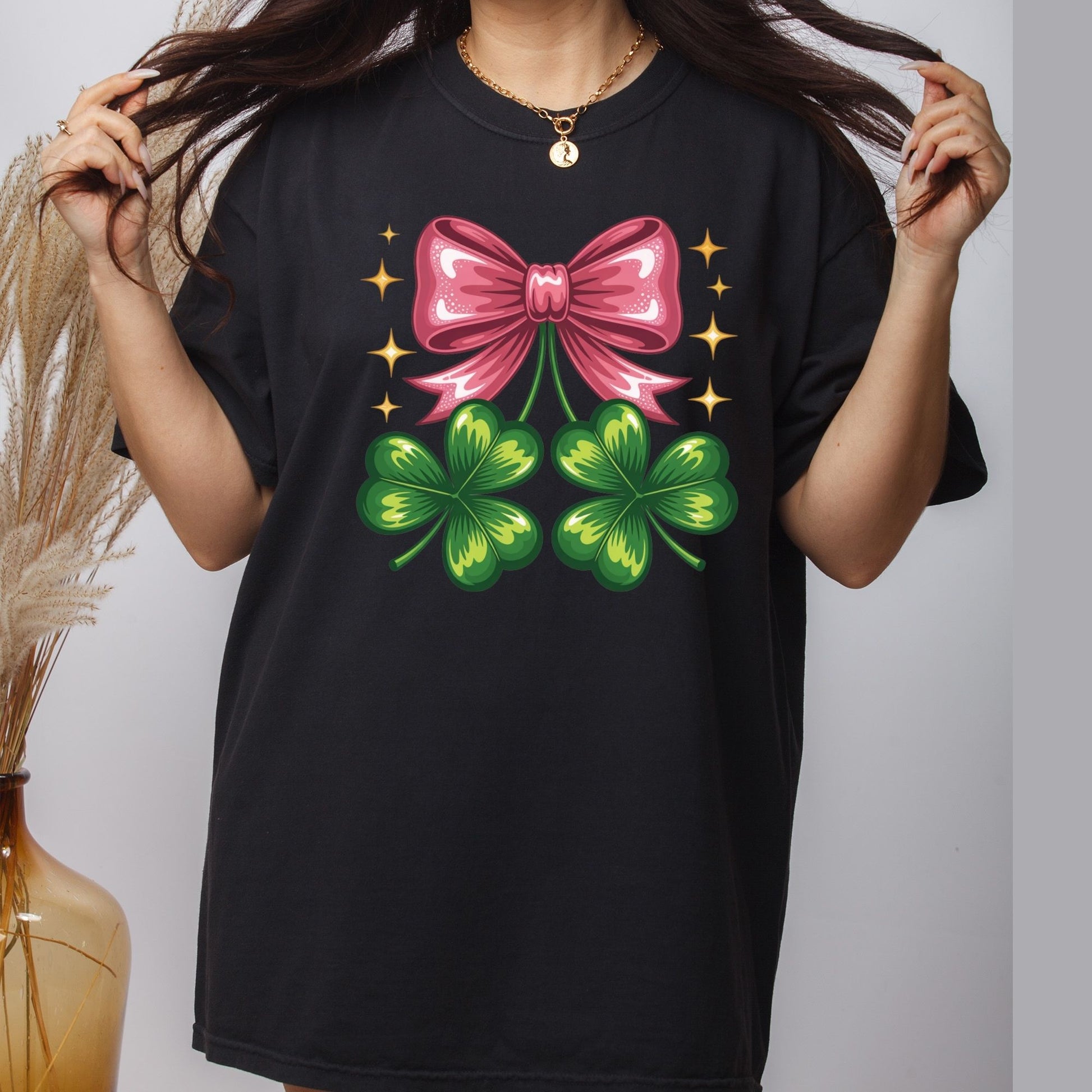 Coquette Clover Bow DTF Transfer ready to Press St Patrick’s Day Heat Transfer for Shirts Irish UV Sticker Prints Iron on Transfer