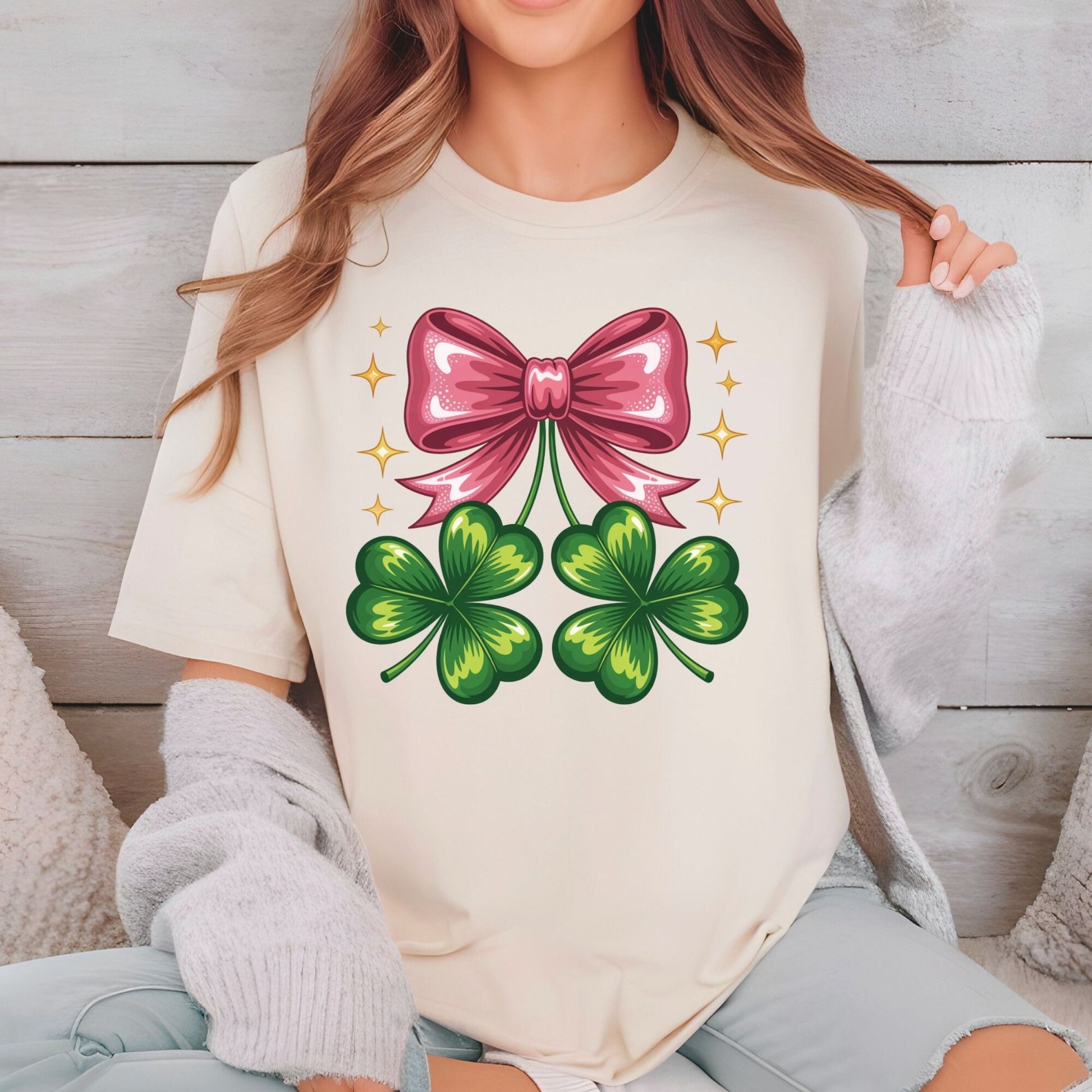 Coquette Clover Bow DTF Transfer ready to Press St Patrick’s Day Heat Transfer for Shirts Irish UV Sticker Prints Iron on Transfer