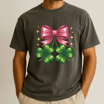 Coquette Clover Bow DTF Transfer ready to Press St Patrick’s Day Heat Transfer for Shirts Irish UV Sticker Prints Iron on Transfer