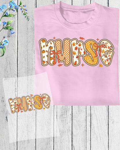 Coquette Fall Nurse Preppy Autumn Nurse DTF Transfer