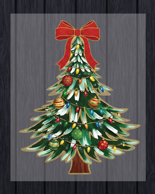 Coquette Glitter Christmas Tree DTF Transfer