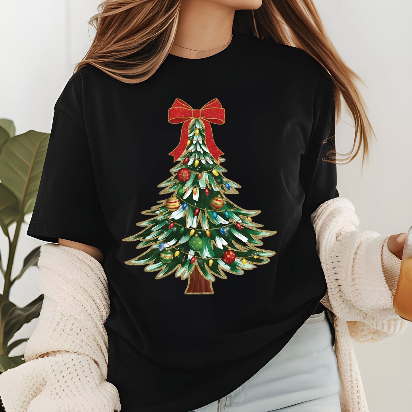 Coquette Glitter Christmas Tree DTF Transfer
