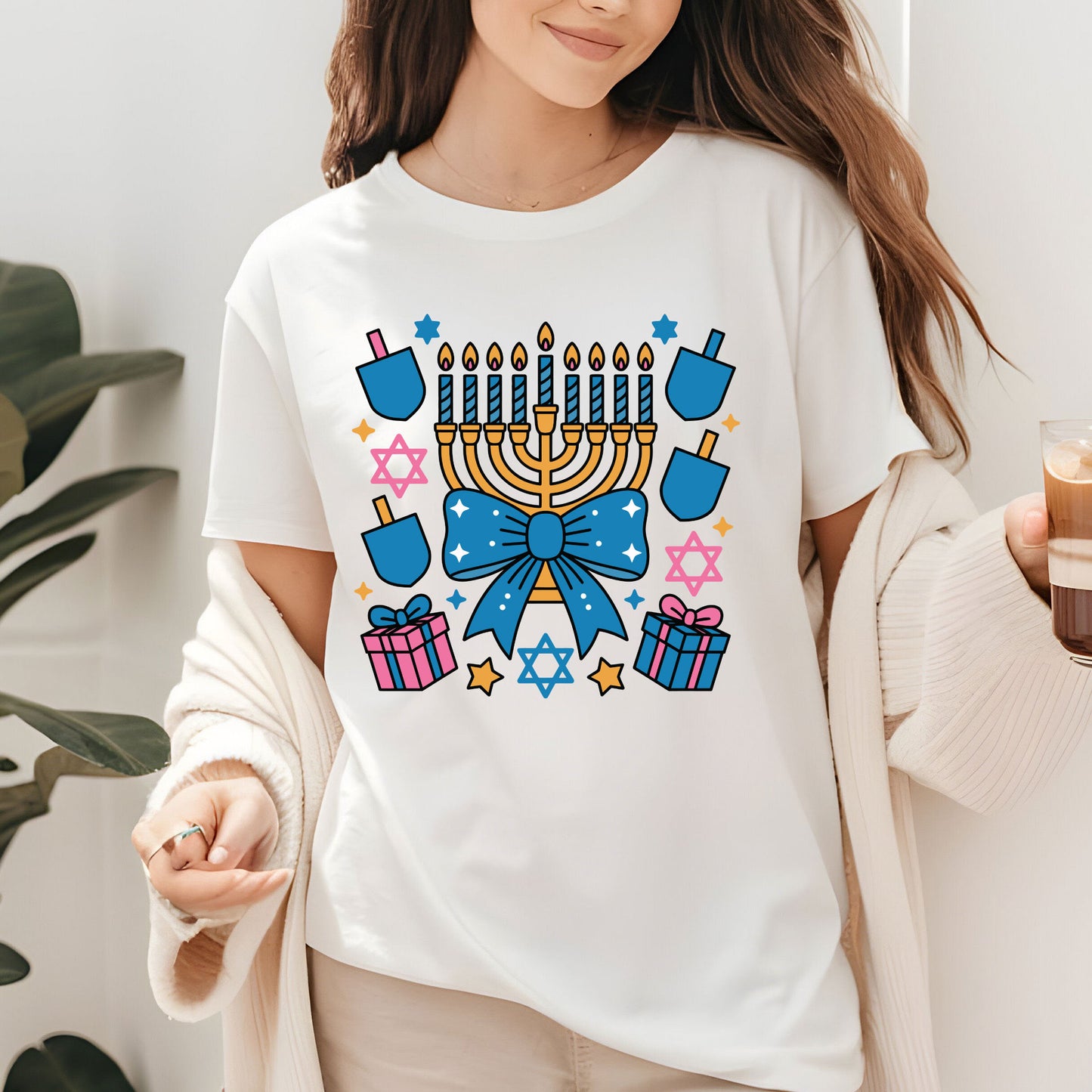 Coquette Hanukkah Sweatshirt, Jewish Shirt, Menorah Family Tees, Retro Hanukkah TShirt, Hanukkah Party Shirts Sweater