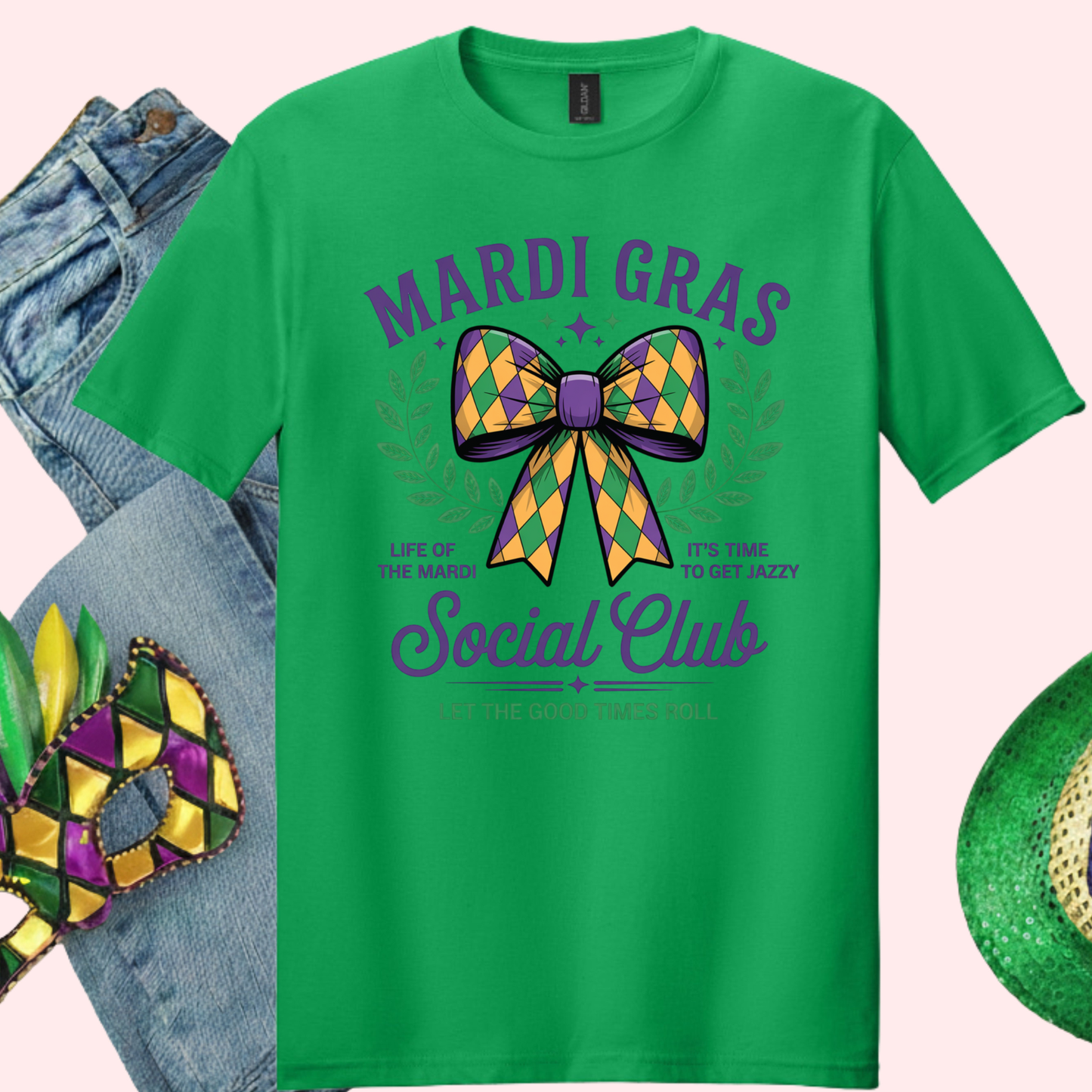 Coquette Mardi Gras Shirt New Orleans Parad Carnival Shirt for Family NOLA Festival Tees for Women Men and Kids Gifts