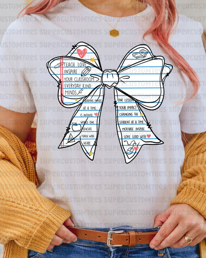 Coquette Paper Teacher Bow DTF Transfer Ready to Press