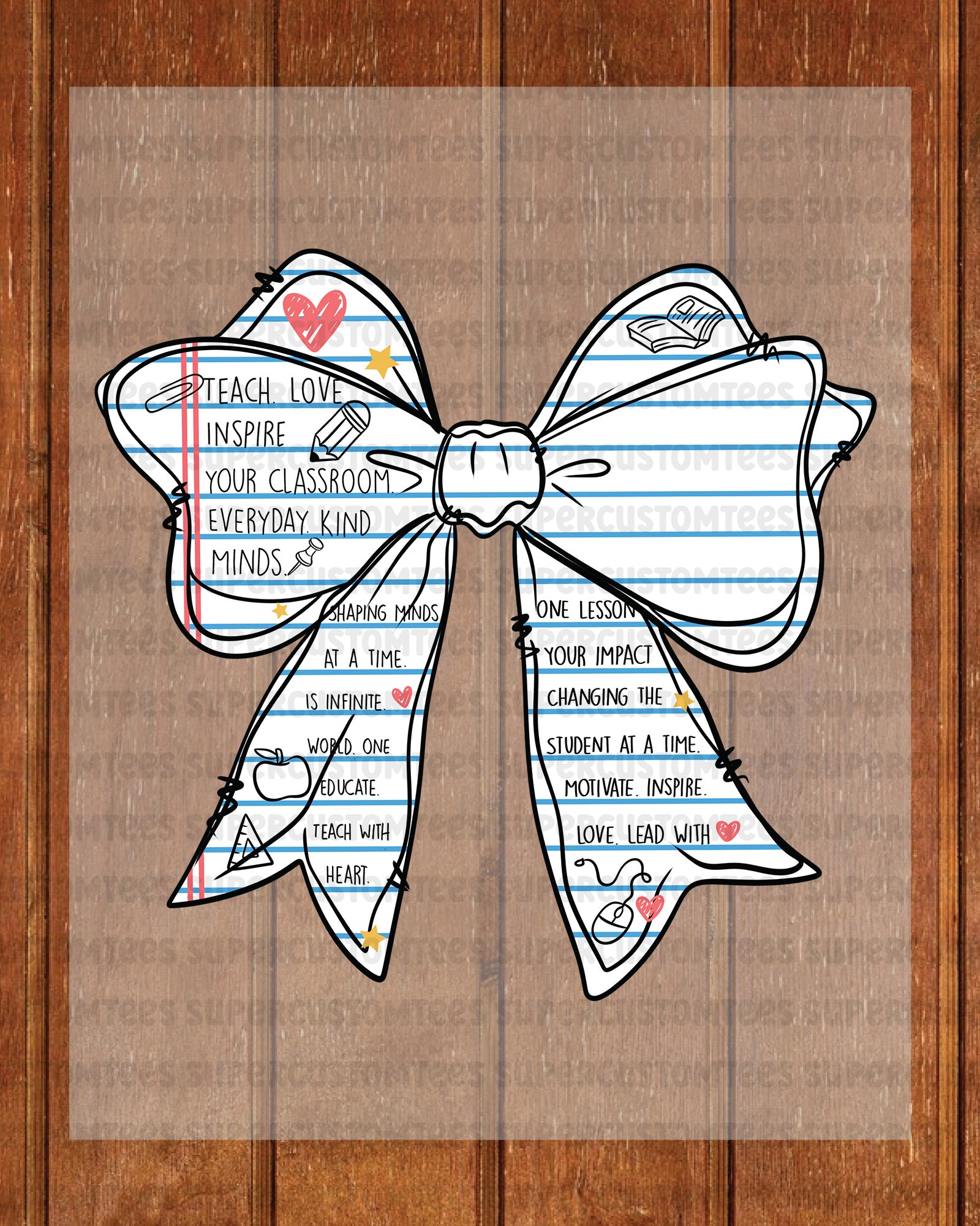 Coquette Paper Teacher Bow DTF Transfer Ready to Press