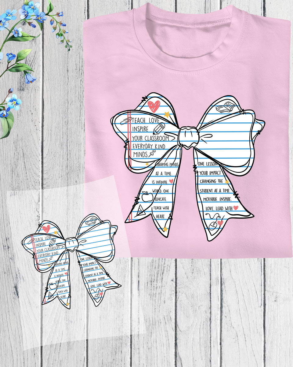 Coquette Paper Teacher Bow DTF Transfer Ready to Press