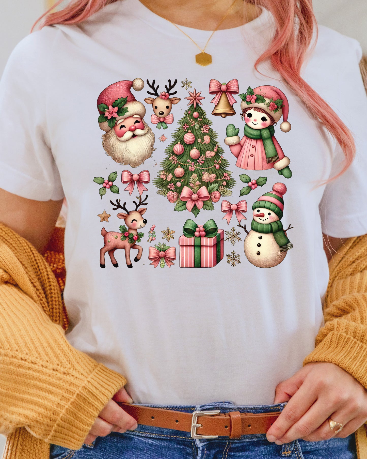 Coquette Pink Christmas DTF Transfer