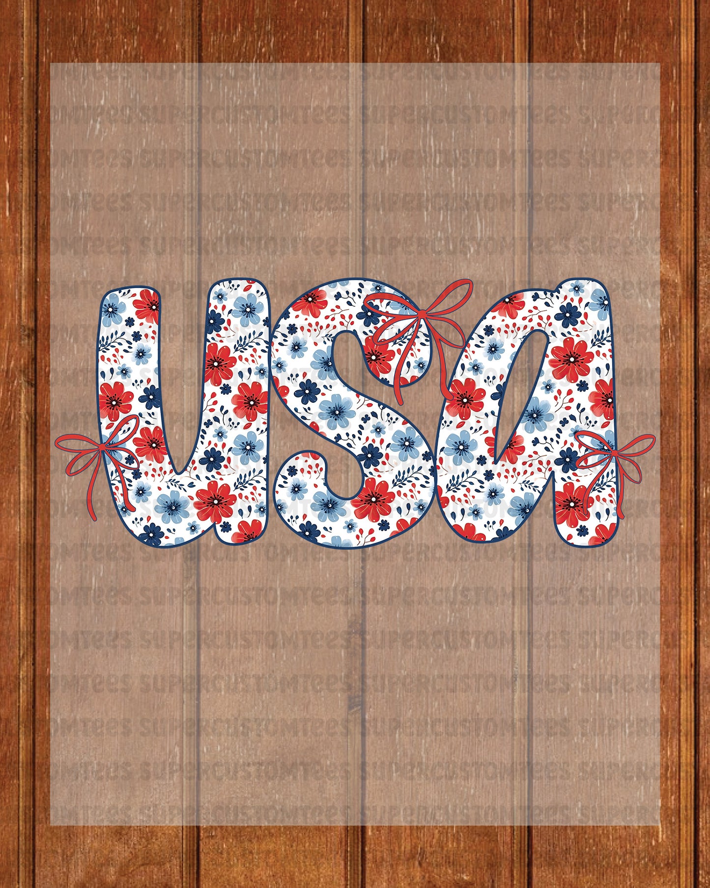 Coquette USA Floral 4th of July Patriotic Heat Transfer for Shirts