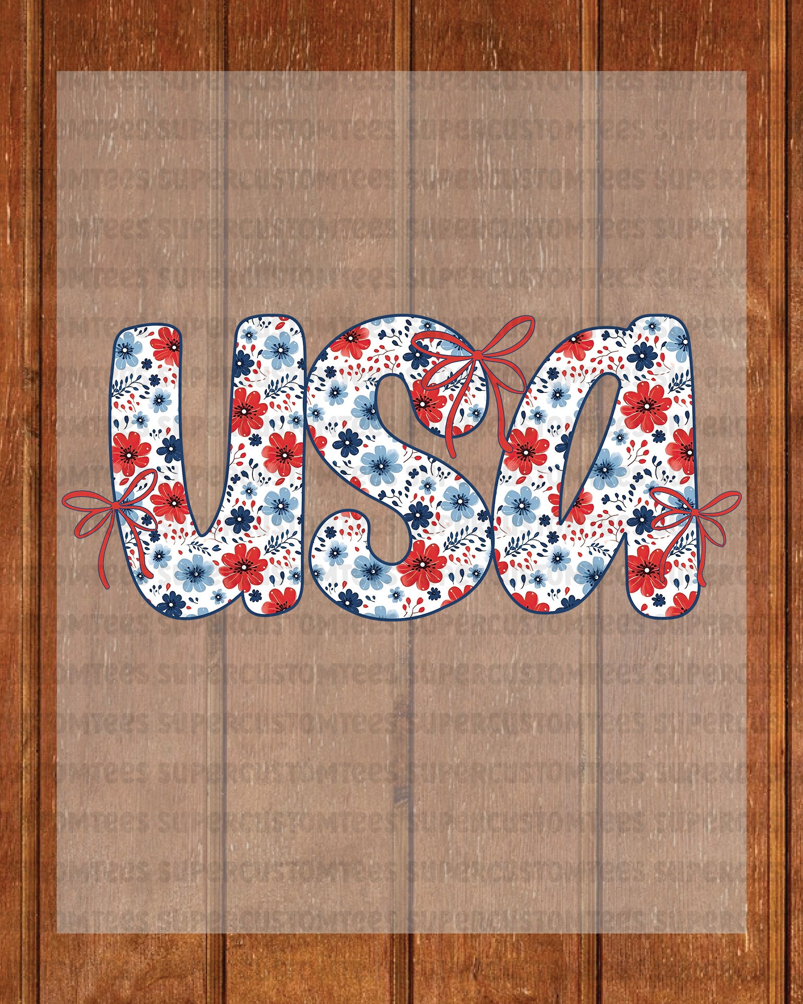 Coquette USA Floral 4th of July Patriotic Heat Transfer for Shirts