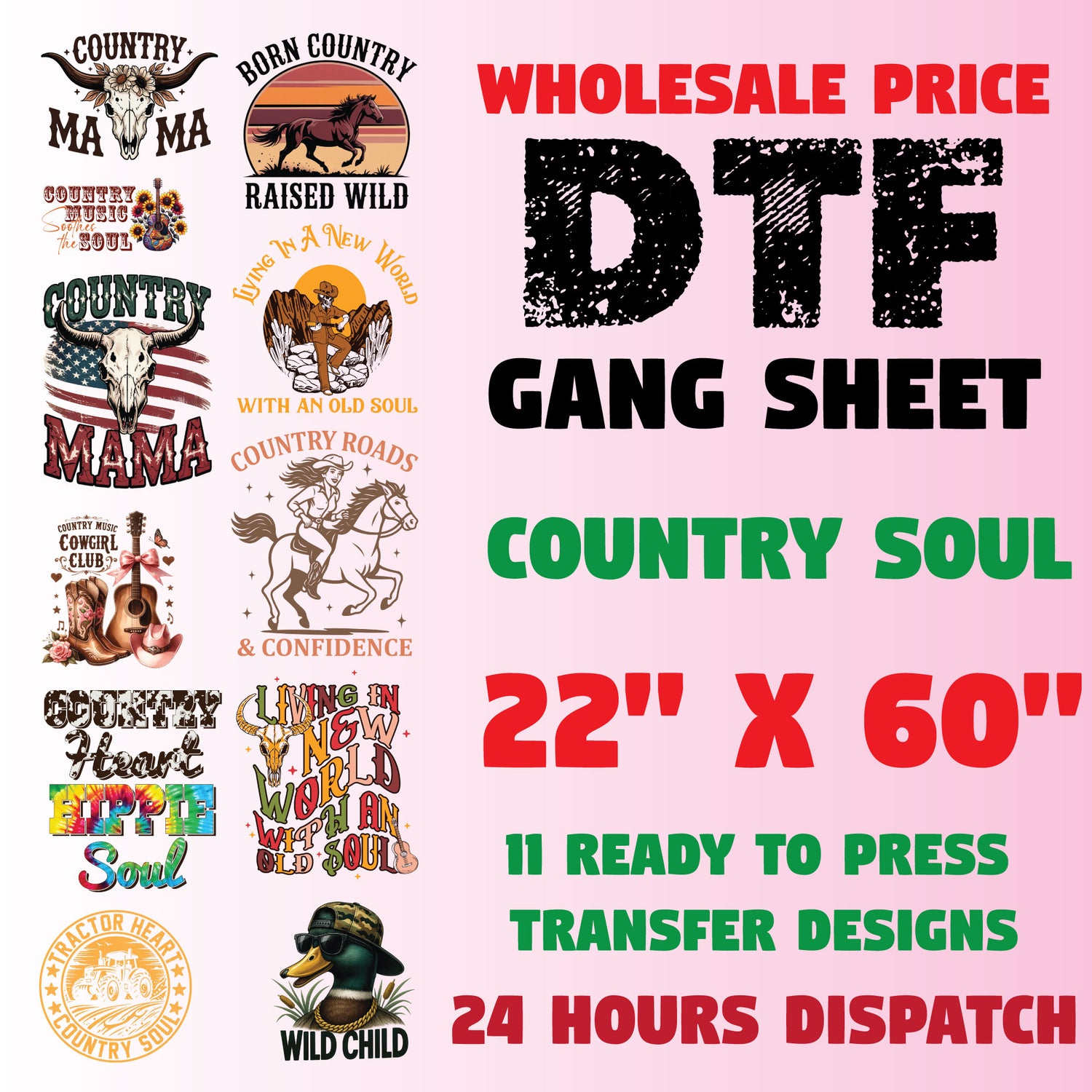 Country Shirt DTF Transfer Premade Gangsheet