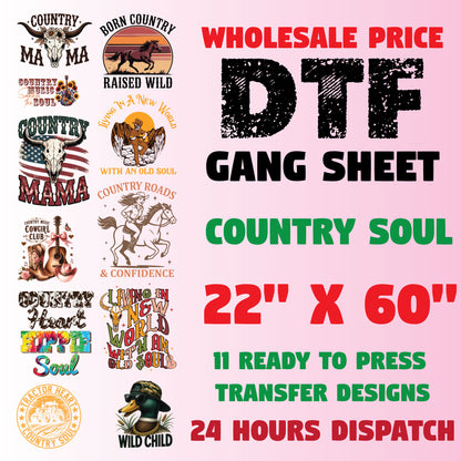 Country Shirt DTF Transfer Premade Gangsheet