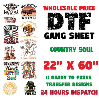 Country Shirt DTF Transfer Premade Gangsheet