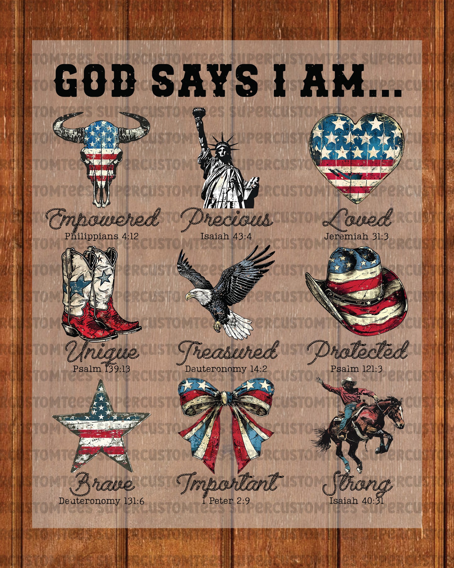 Cowboy God Says I Am 4th of July DTF Transfer