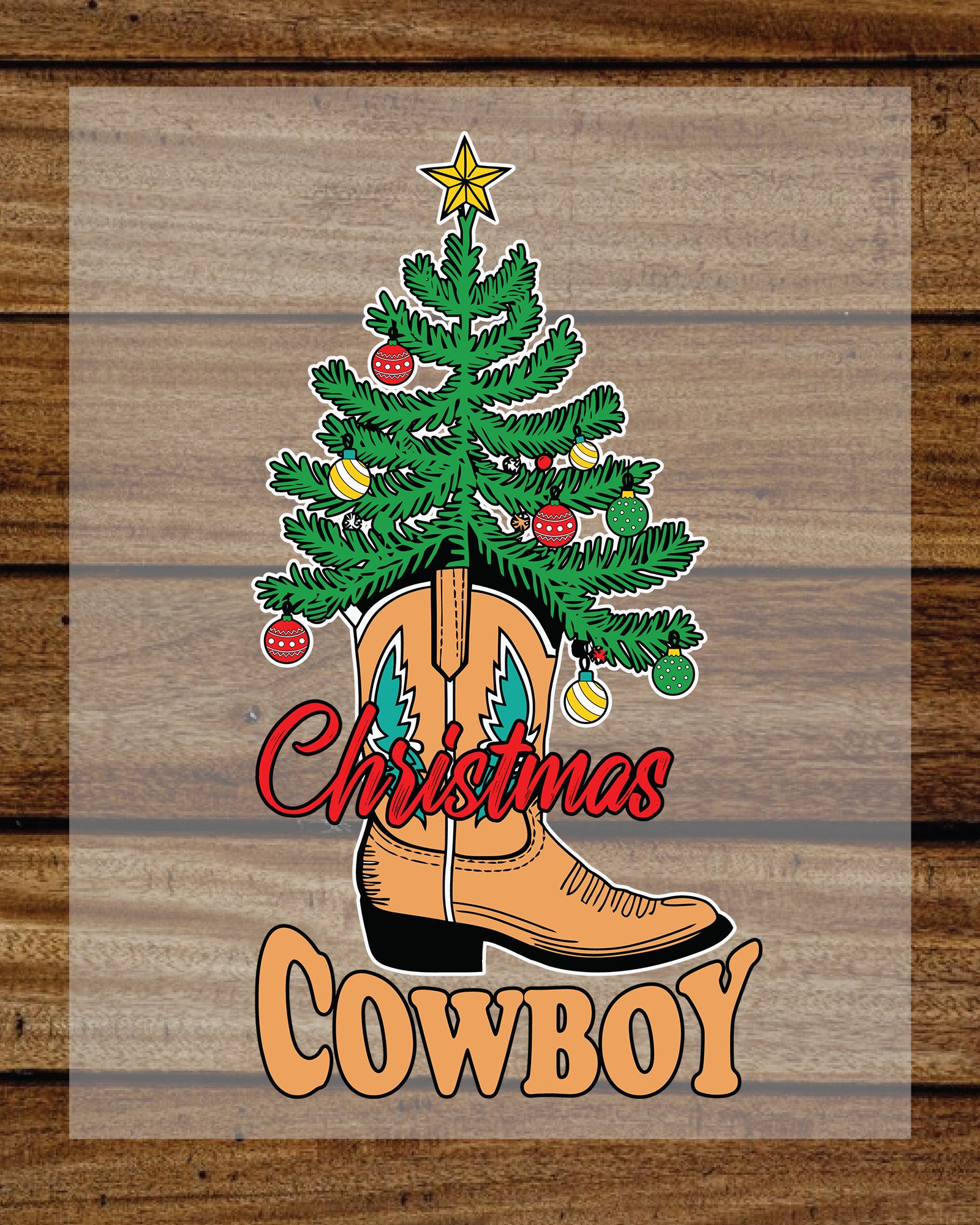 Christmas Cowboy Western DTF Transfer Film