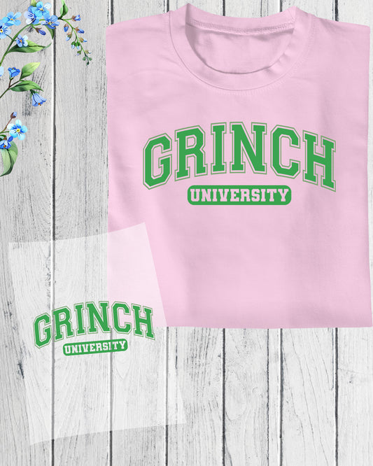 Grinch University Christmas DTF Transfer Film