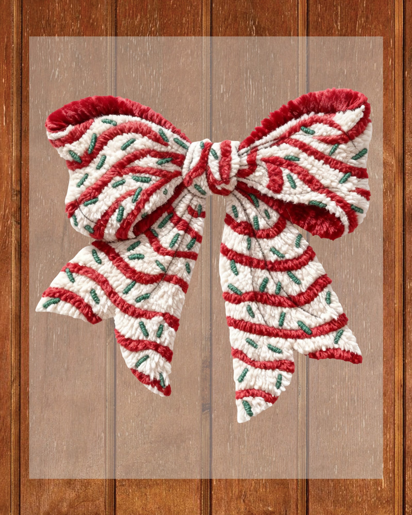 Crochet Faux Yarn Coquette DTF Transfer Ready to Press, Christmas Bow Heat Transfer For Shirt, Preppy Christmas Bow UV Sticker Prints