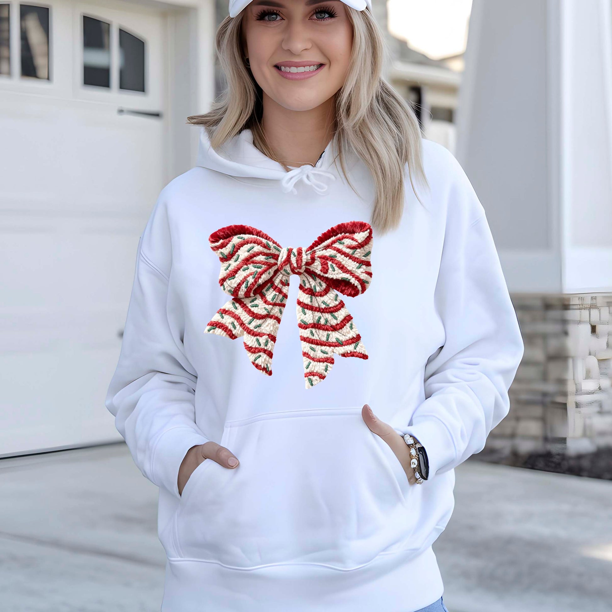 Crochet Faux Yarn Coquette DTF Transfer Ready to Press, Christmas Bow Heat Transfer For Shirt, Preppy Christmas Bow UV Sticker Prints