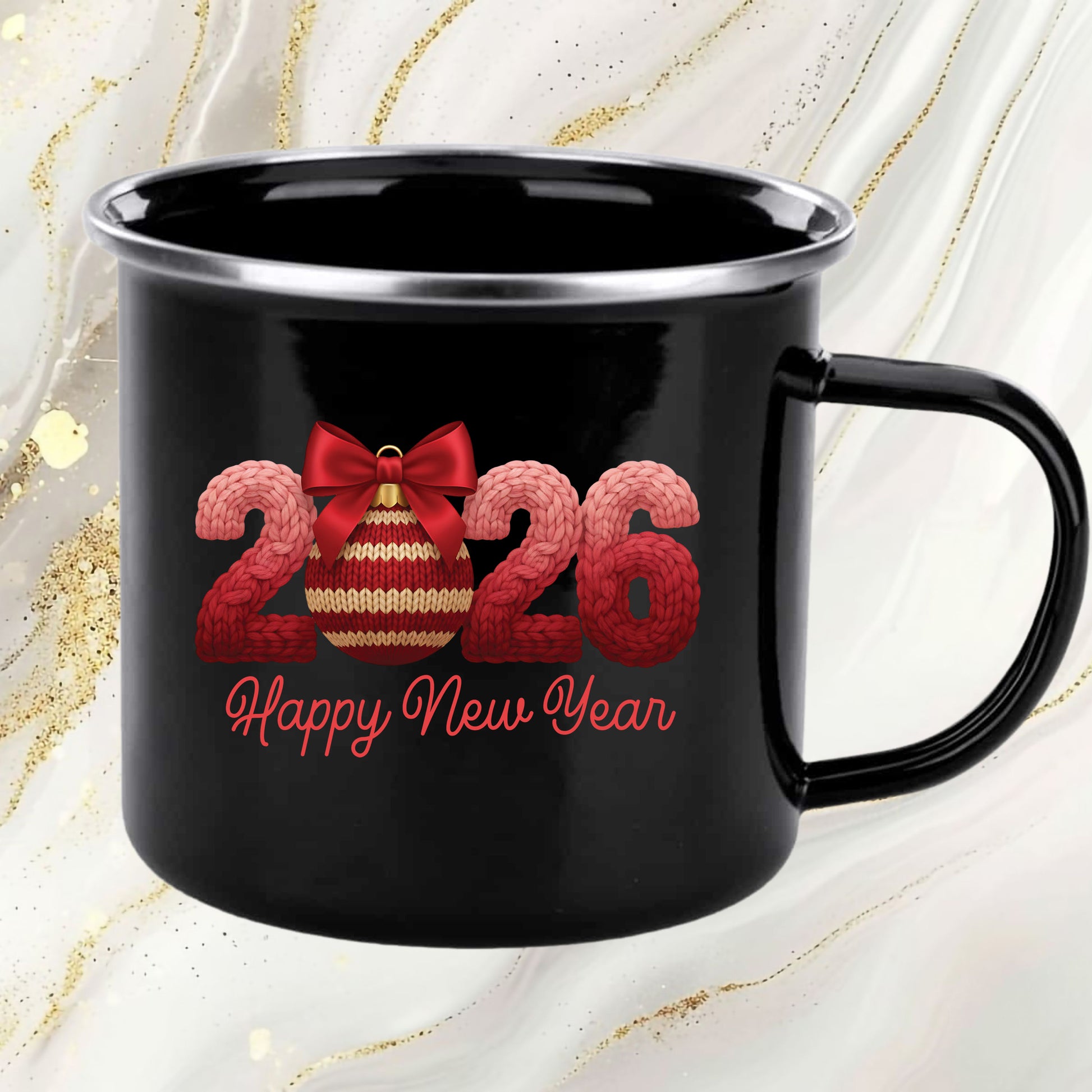 Crochet Happy New Year 2026 Faux DTF Transfer, Ready to Press Heat Transfer for Shirts, Festive Holiday Crochet New Year Design, UV Sticker