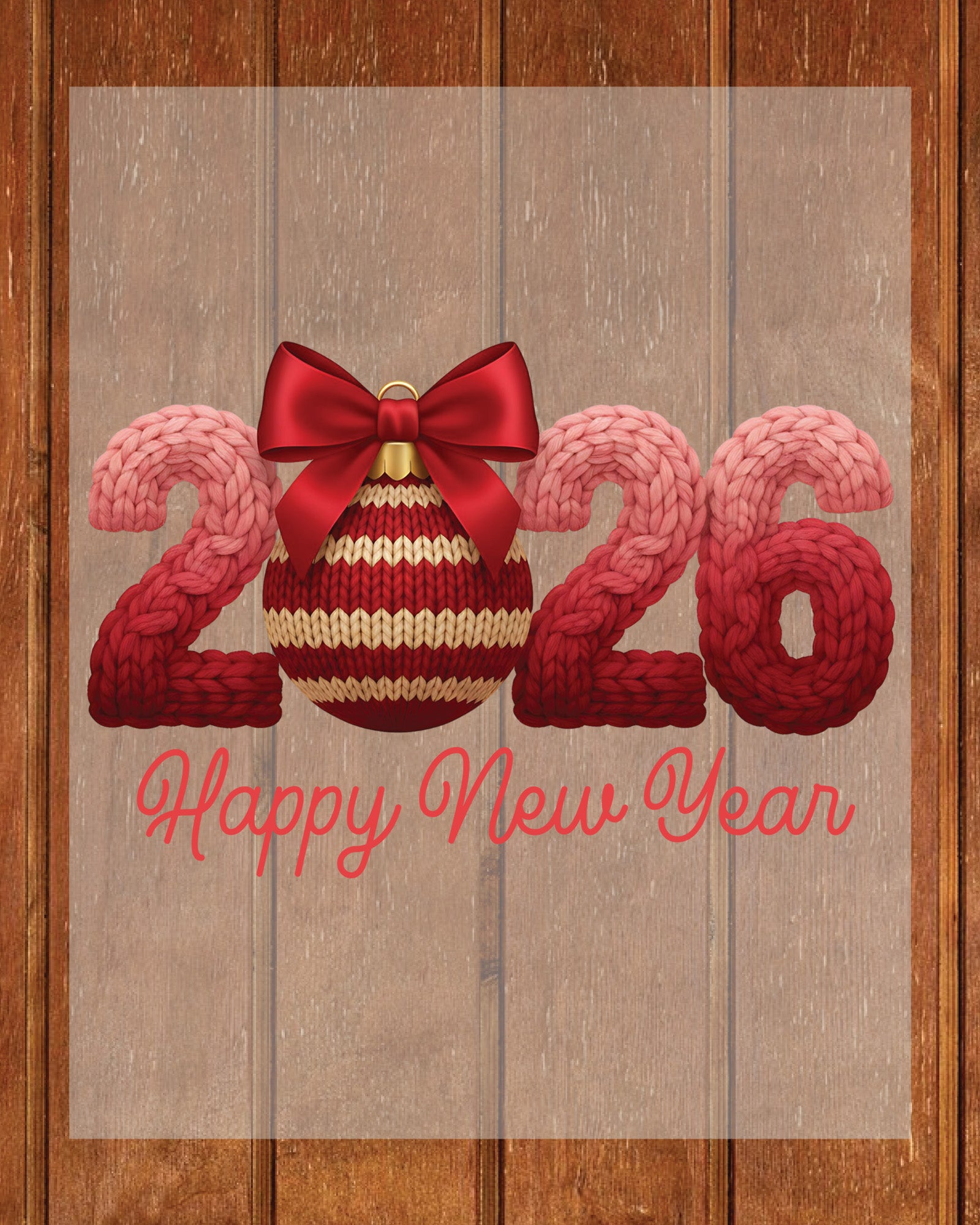 Crochet Happy New Year 2026 Faux DTF Transfer, Ready to Press Heat Transfer for Shirts, Festive Holiday Crochet New Year Design, UV Sticker