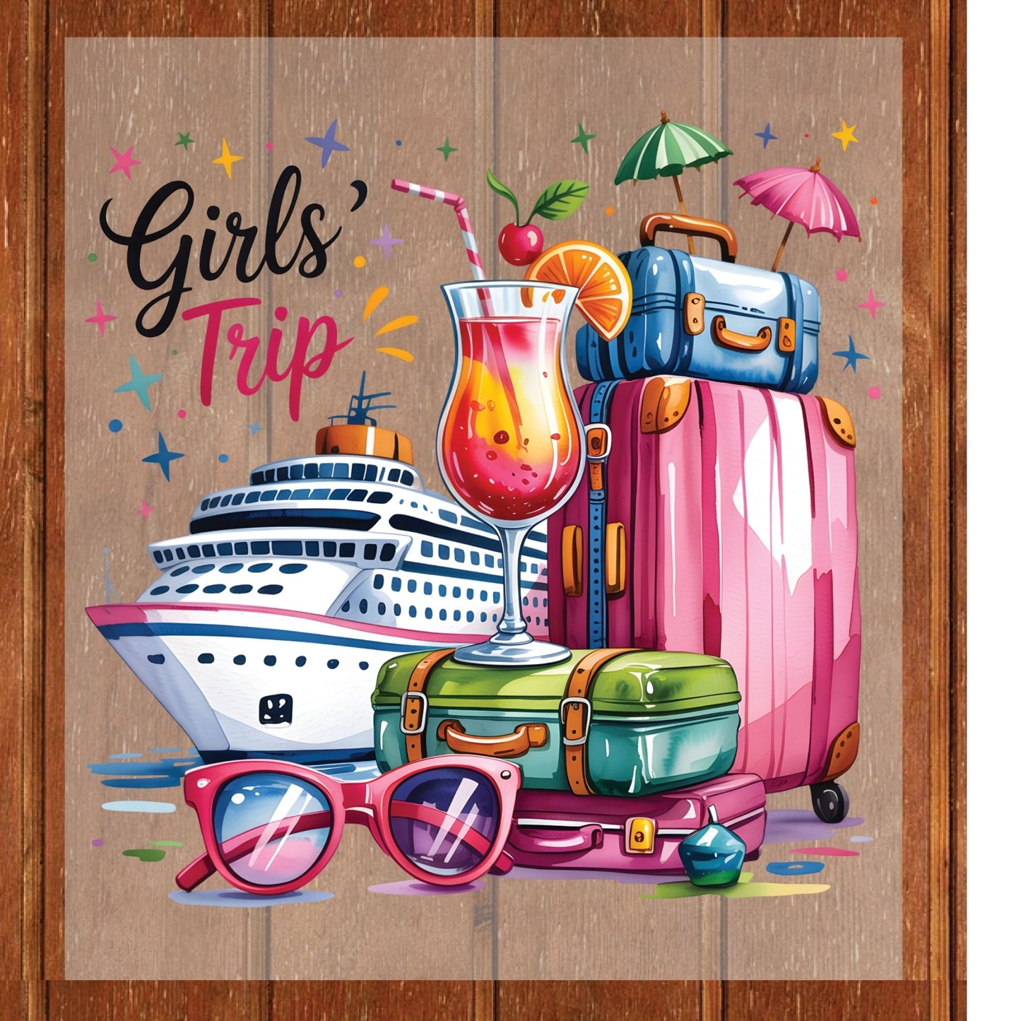 Cruise DTF Transfer ready to Press Girls Trip Heat Transfer for Shirts Girls Vacation UV Sticker Prints Cruise Party Iron on Transfer Tees